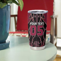 Custom Qatar Football Tumbler Cup Glitch Style Falcon With Arabic Patterns