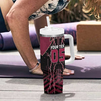 Custom Qatar Football Tumbler With Handle Glitch Style Falcon With Arabic Patterns