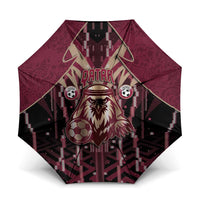 Qatar Football Umbrella Glitch Style Falcon With Arabic Patterns