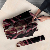 Qatar Football Umbrella Glitch Style Falcon With Arabic Patterns
