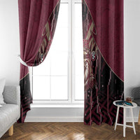 Qatar Football Window Curtain Glitch Style Falcon With Arabic Patterns
