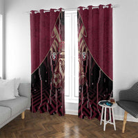 Qatar Football Window Curtain Glitch Style Falcon With Arabic Patterns