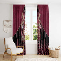Qatar Football Window Curtain Glitch Style Falcon With Arabic Patterns