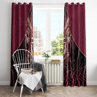 Qatar Football Window Curtain Glitch Style Falcon With Arabic Patterns