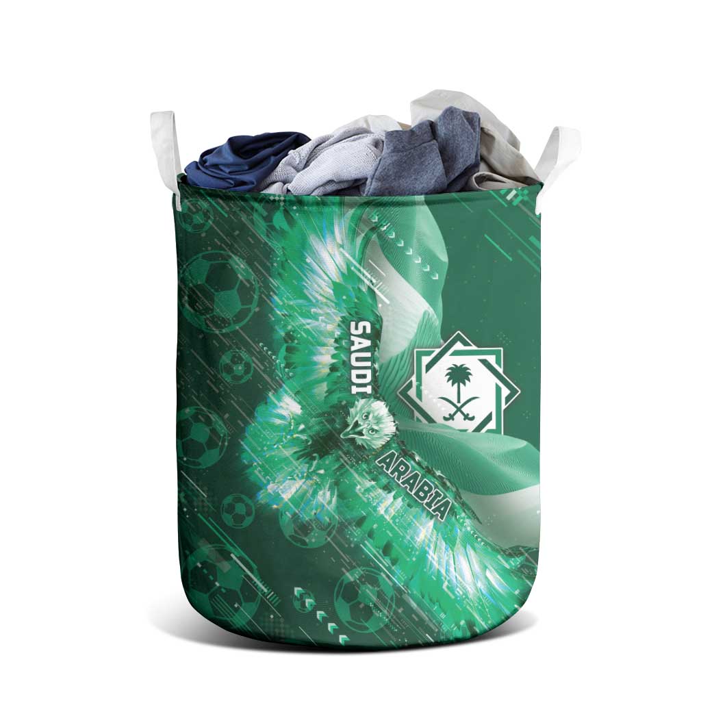 Saudi Arabia Football Laundry Basket Eagle With Desert Glitch Cyberpunk Art