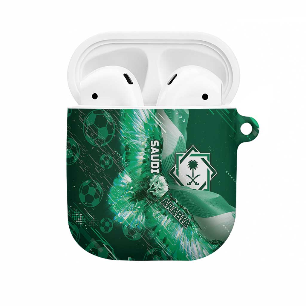 Saudi Arabia Football AirPods Case Eagle With Desert Glitch Cyberpunk Art