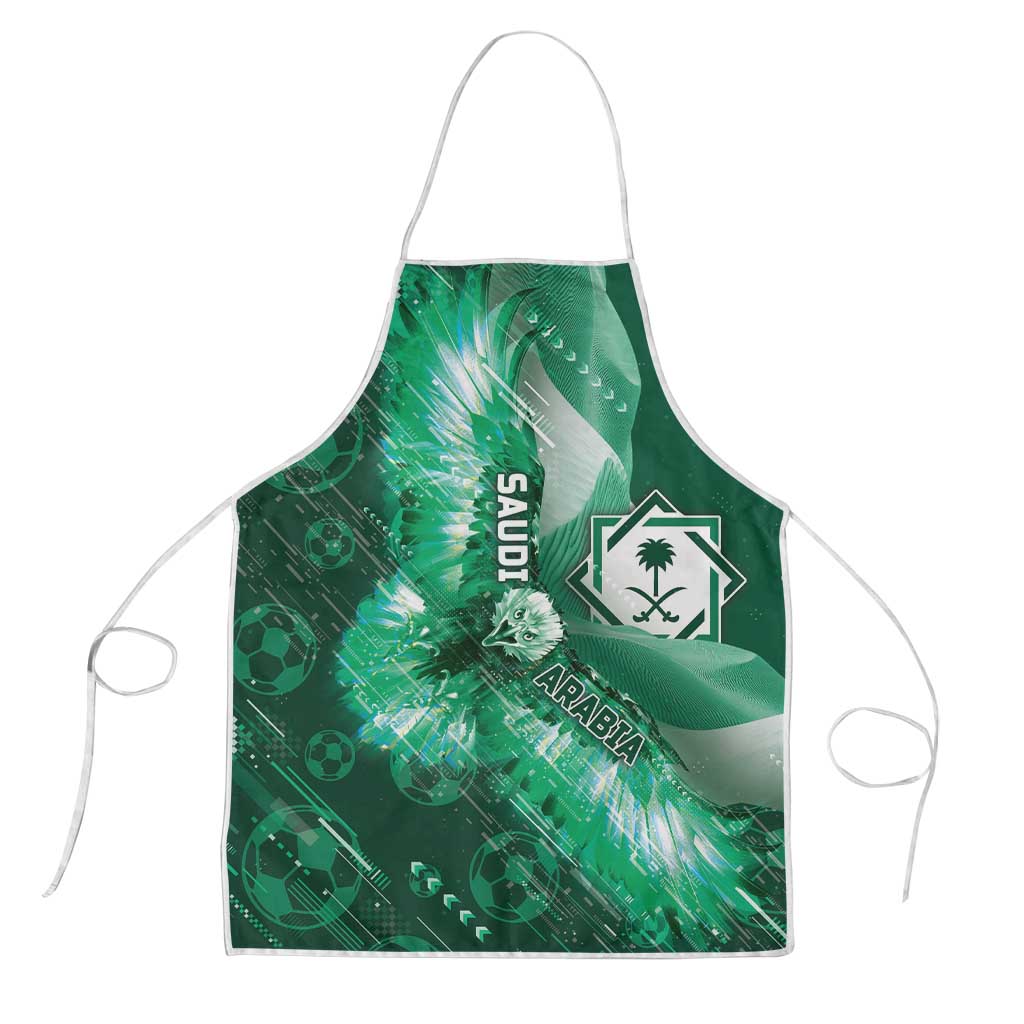 Saudi Arabia Football Apron Eagle With Desert Glitch Cyberpunk Art