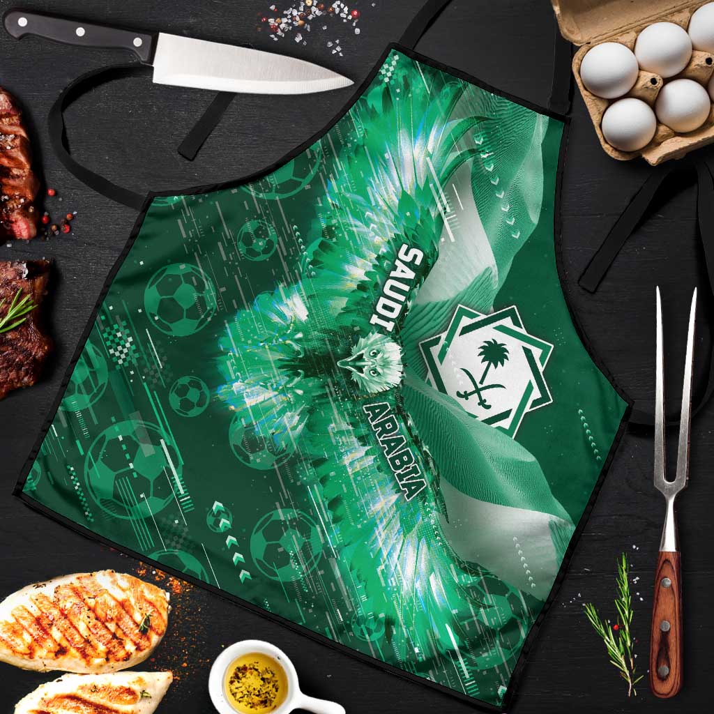 Saudi Arabia Football Apron Eagle With Desert Glitch Cyberpunk Art