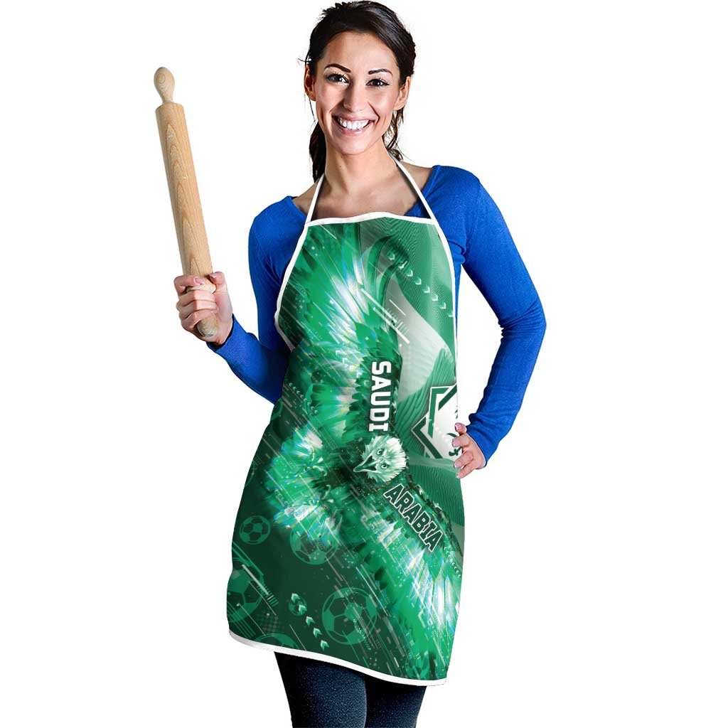 Saudi Arabia Football Apron Eagle With Desert Glitch Cyberpunk Art