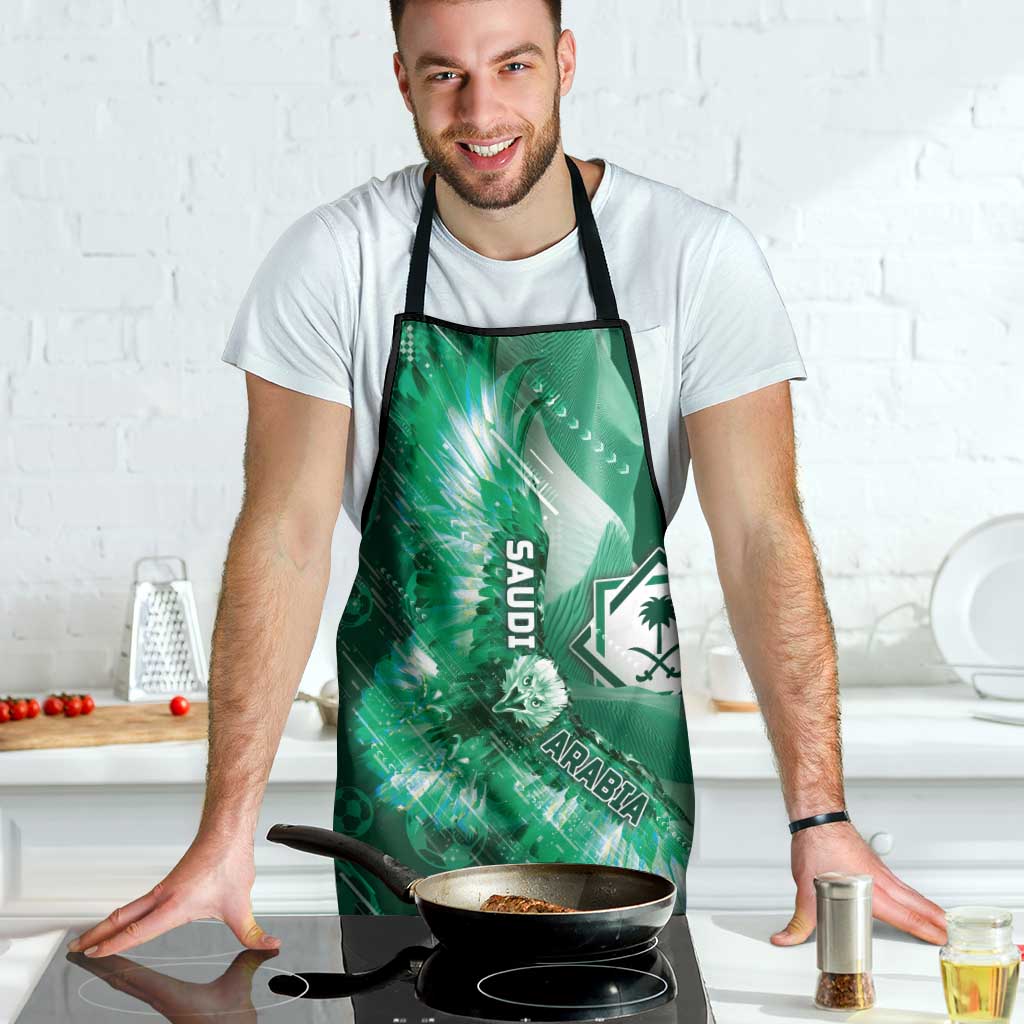 Saudi Arabia Football Apron Eagle With Desert Glitch Cyberpunk Art