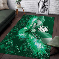 Saudi Arabia Football Area Rug Eagle With Desert Glitch Cyberpunk Art