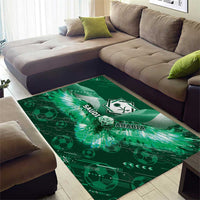 Saudi Arabia Football Area Rug Eagle With Desert Glitch Cyberpunk Art