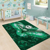 Saudi Arabia Football Area Rug Eagle With Desert Glitch Cyberpunk Art