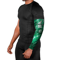 Custom Saudi Arabia Football Arm Sleeves Eagle With Desert Glitch Cyberpunk Art