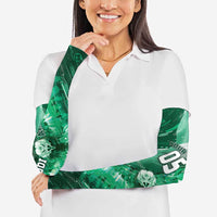 Custom Saudi Arabia Football Arm Sleeves Eagle With Desert Glitch Cyberpunk Art