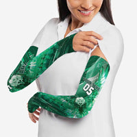Custom Saudi Arabia Football Arm Sleeves Eagle With Desert Glitch Cyberpunk Art