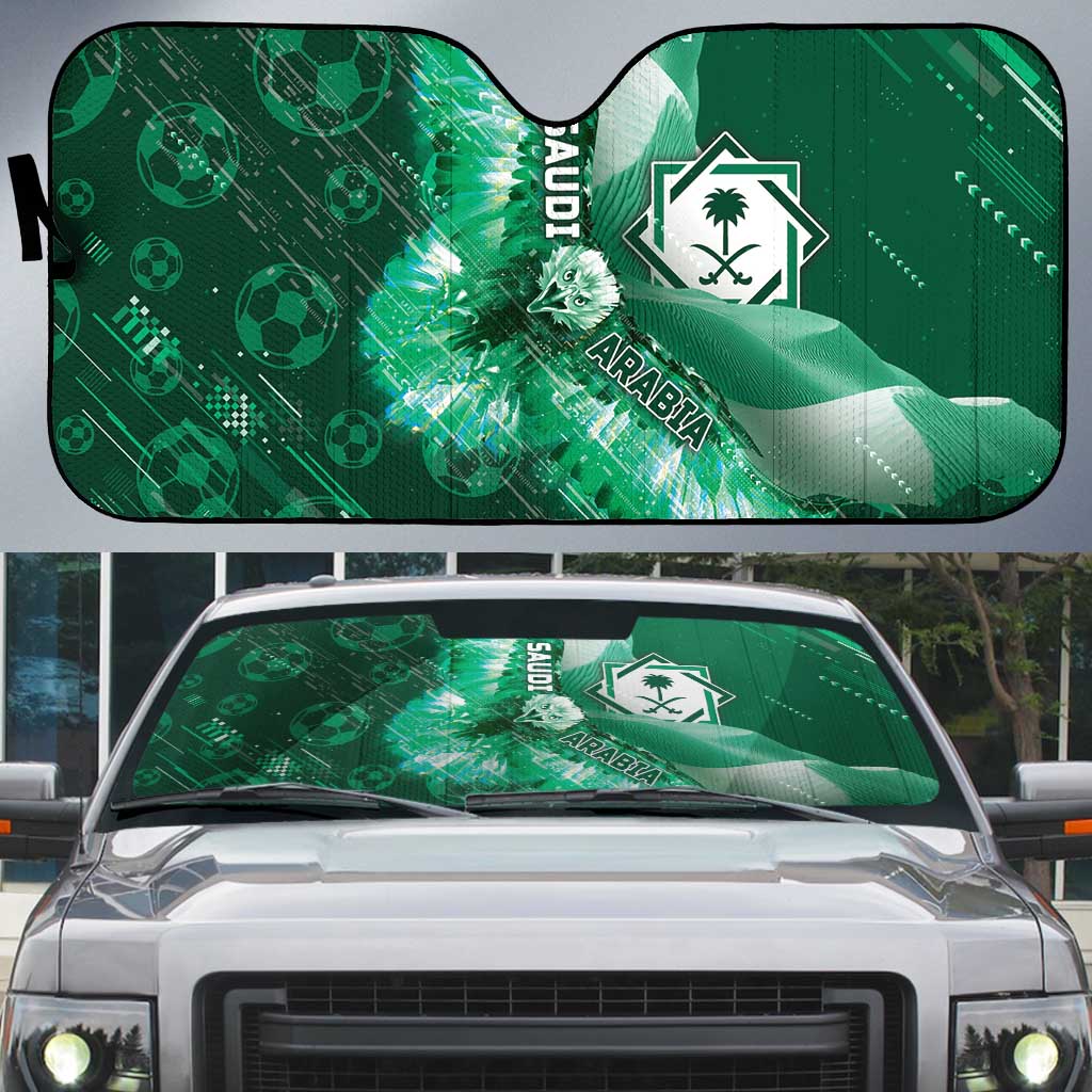 Saudi Arabia Football Auto Sun Shade Eagle With Desert Glitch Cyberpunk Art