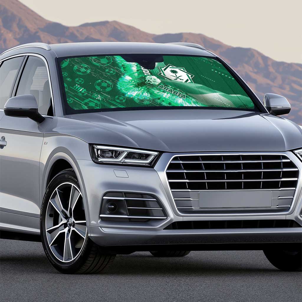 Saudi Arabia Football Auto Sun Shade Eagle With Desert Glitch Cyberpunk Art