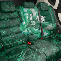 Saudi Arabia Football Back Car Seat Cover Eagle With Desert Glitch Cyberpunk Art
