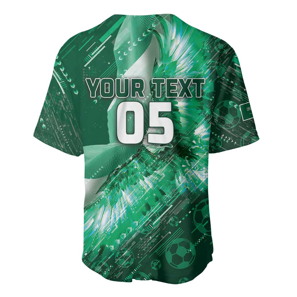 Custom Saudi Arabia Football Baseball Jersey Eagle With Desert Glitch Cyberpunk Art