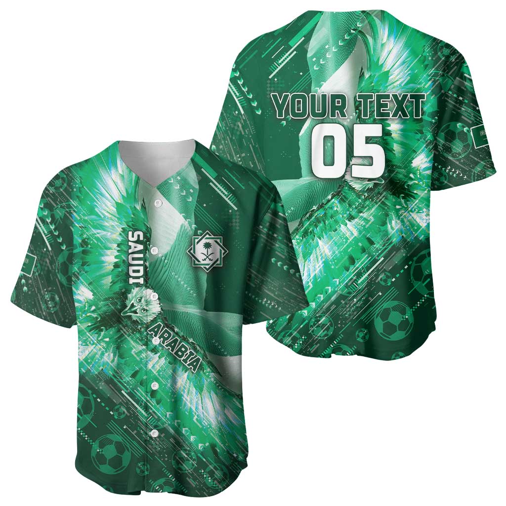 Custom Saudi Arabia Football Baseball Jersey Eagle With Desert Glitch Cyberpunk Art