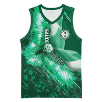 Custom Saudi Arabia Football Basketball Jersey Eagle With Desert Glitch Cyberpunk Art