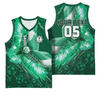 Custom Saudi Arabia Football Basketball Jersey Eagle With Desert Glitch Cyberpunk Art