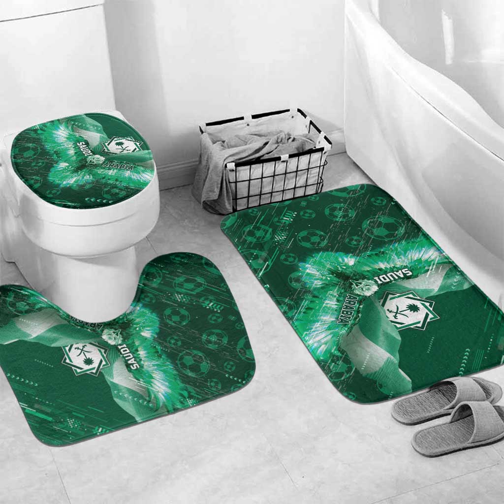 Saudi Arabia Football Bathroom Set Eagle With Desert Glitch Cyberpunk Art