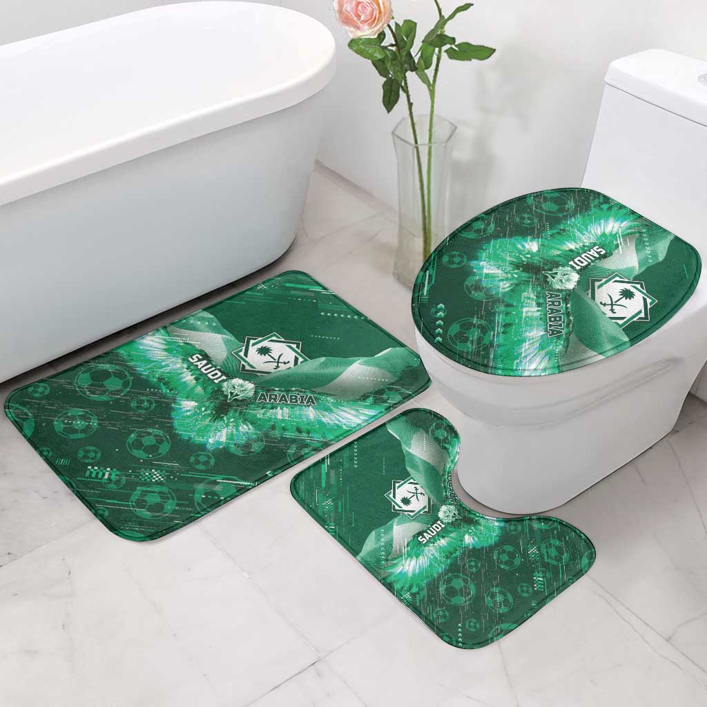 Saudi Arabia Football Bathroom Set Eagle With Desert Glitch Cyberpunk Art