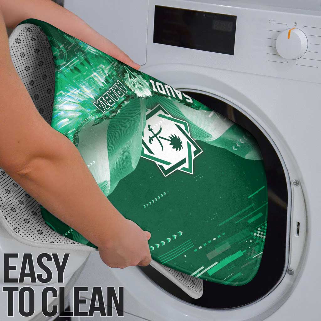 Saudi Arabia Football Bathroom Set Eagle With Desert Glitch Cyberpunk Art