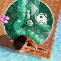 Saudi Arabia Football Beach Blanket Eagle With Desert Glitch Cyberpunk Art