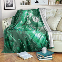 Saudi Arabia Football Blanket Eagle With Desert Glitch Cyberpunk Art