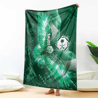 Saudi Arabia Football Blanket Eagle With Desert Glitch Cyberpunk Art