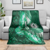 Saudi Arabia Football Blanket Eagle With Desert Glitch Cyberpunk Art