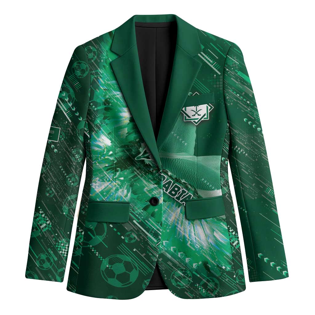 Custom Saudi Arabia Football Blazer Eagle With Desert Glitch Cyberpunk Art