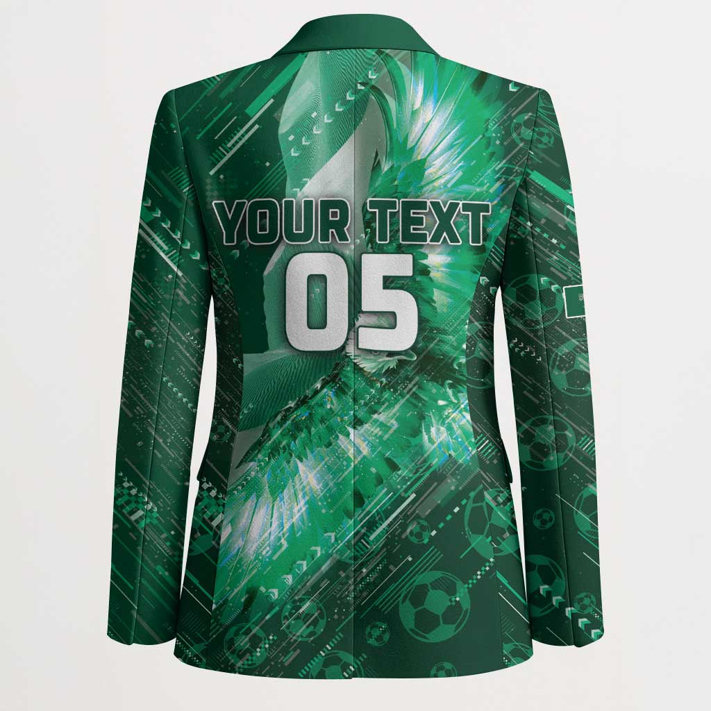 Custom Saudi Arabia Football Blazer Eagle With Desert Glitch Cyberpunk Art
