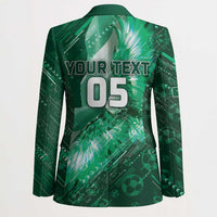 Custom Saudi Arabia Football Blazer Eagle With Desert Glitch Cyberpunk Art