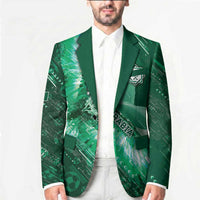 Custom Saudi Arabia Football Blazer Eagle With Desert Glitch Cyberpunk Art
