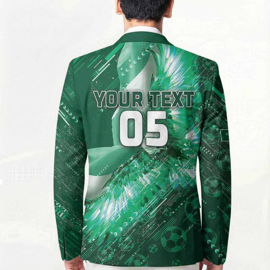 Custom Saudi Arabia Football Blazer Eagle With Desert Glitch Cyberpunk Art