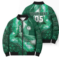 Custom Saudi Arabia Football Bomber Puffer Jacket Eagle With Desert Glitch Cyberpunk Art