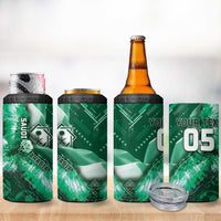 Custom Saudi Arabia Football 4 in 1 Can Cooler Tumbler Eagle With Desert Glitch Cyberpunk Art