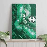 Saudi Arabia Football Canvas Wall Art Eagle With Desert Glitch Cyberpunk Art