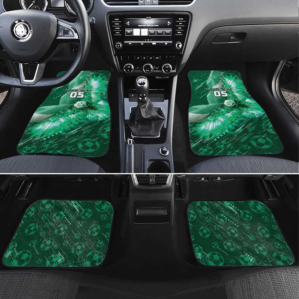 Custom Saudi Arabia Football Car Mats Eagle With Desert Glitch Cyberpunk Art