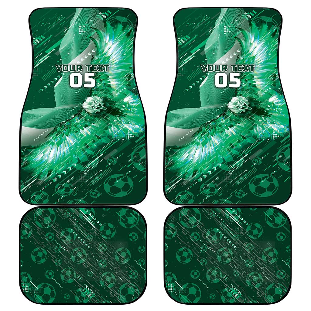 Custom Saudi Arabia Football Car Mats Eagle With Desert Glitch Cyberpunk Art