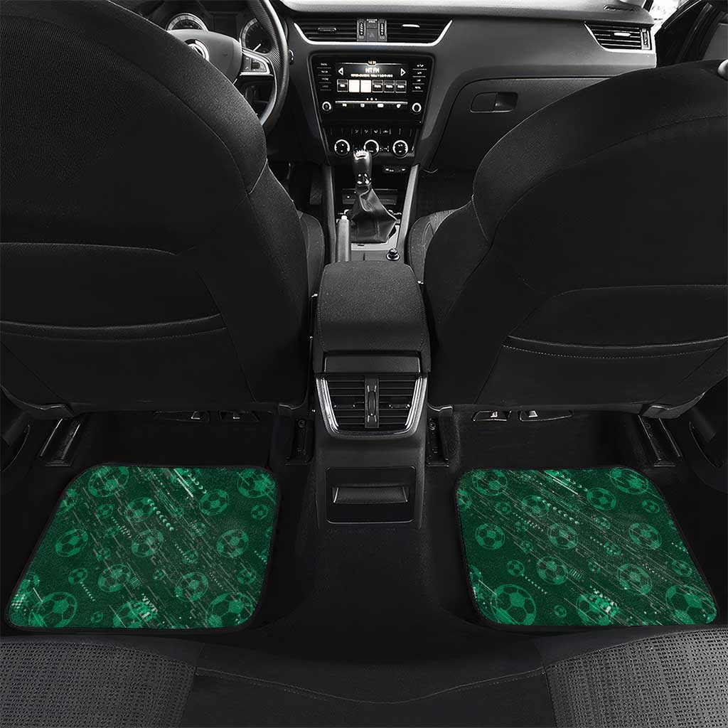 Custom Saudi Arabia Football Car Mats Eagle With Desert Glitch Cyberpunk Art