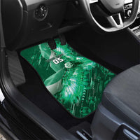 Custom Saudi Arabia Football Car Mats Eagle With Desert Glitch Cyberpunk Art