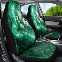 Saudi Arabia Football Car Seat Cover Eagle With Desert Glitch Cyberpunk Art