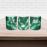 Custom Saudi Arabia Football Ceramic Mug Eagle With Desert Glitch Cyberpunk Art
