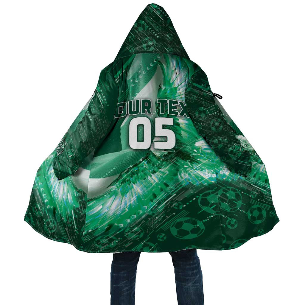 Custom Saudi Arabia Football Cloak Eagle With Desert Glitch Cyberpunk Art