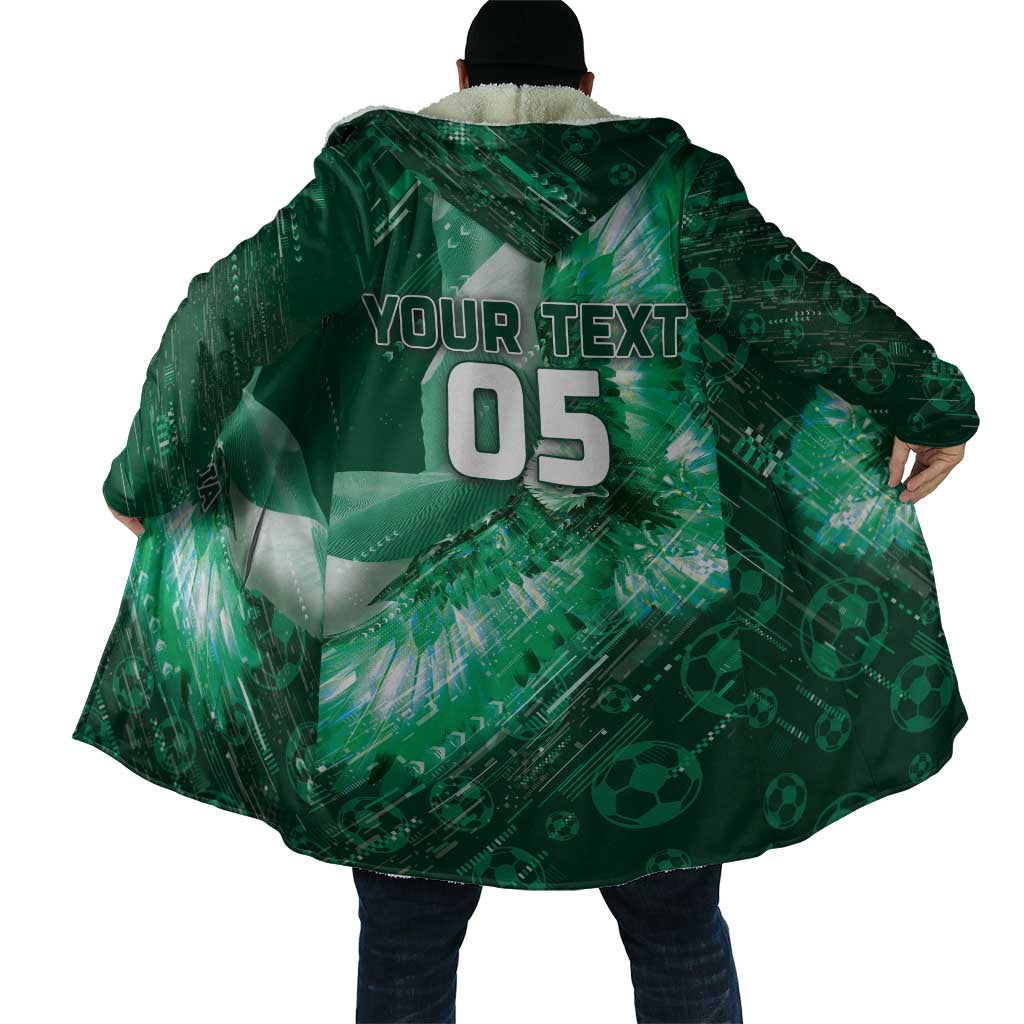 Custom Saudi Arabia Football Cloak Eagle With Desert Glitch Cyberpunk Art